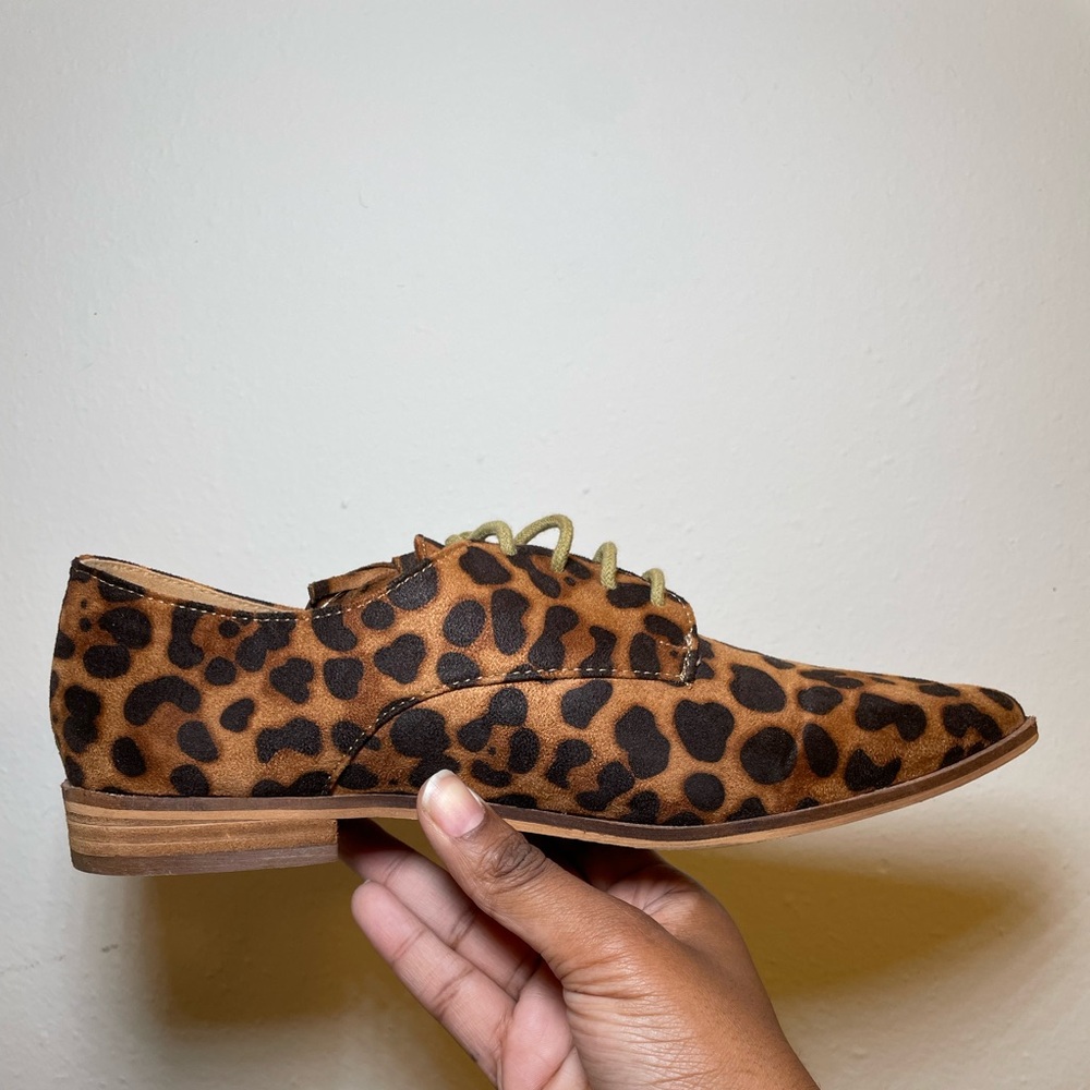 Beast Fashion suede cheetah print oxfords